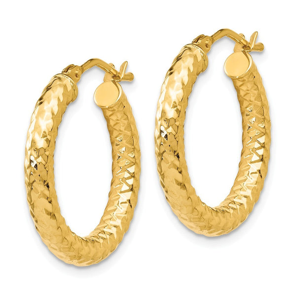 Leslie's 14K Yellow Gold ForeverLite Polished and Textured Hoop Earrings