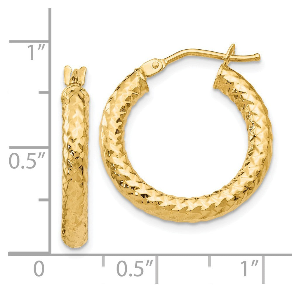 Leslie's 14K Yellow Gold ForeverLite Polished and Textured Hoop Earrings