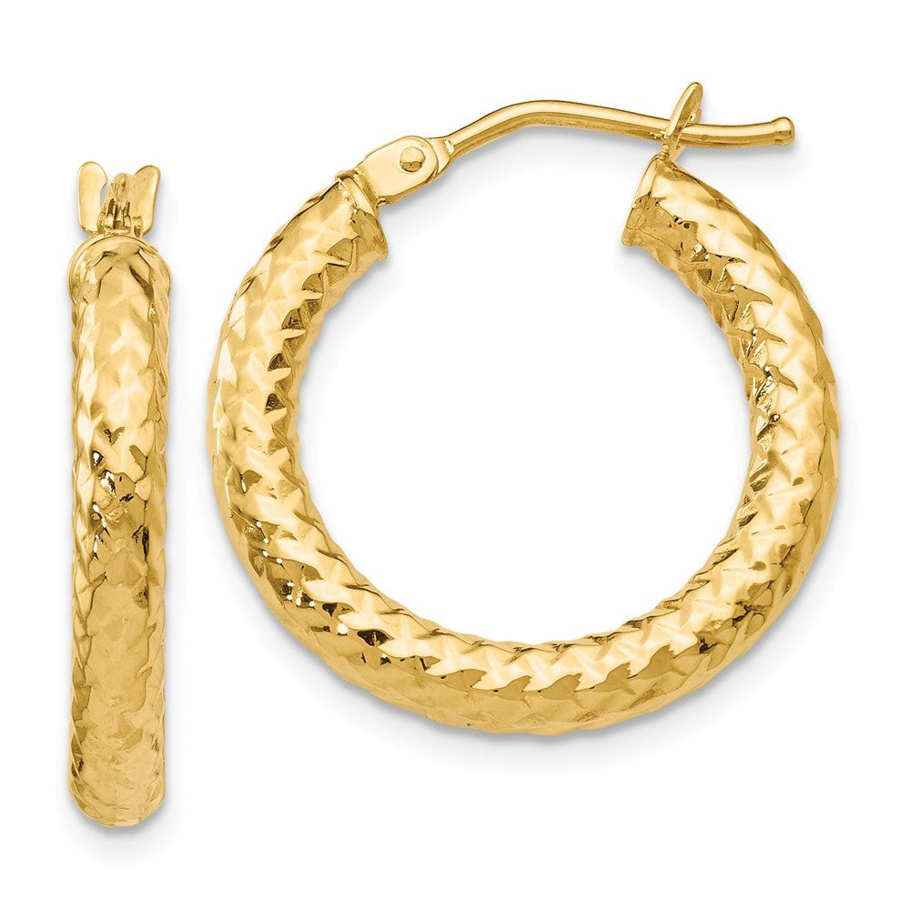 Leslie's 14K Yellow Gold ForeverLite Polished and Textured Hoop Earrings