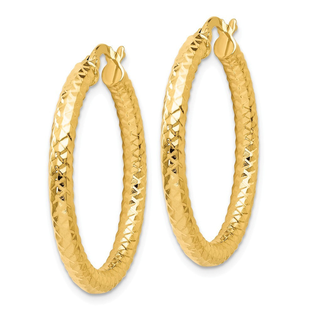 Leslie's 14K Yellow Gold ForeverLite Polished and Textured Hoop Earrings