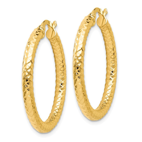 Leslie's 14K Yellow Gold ForeverLite Polished and Textured Hoop Earrings