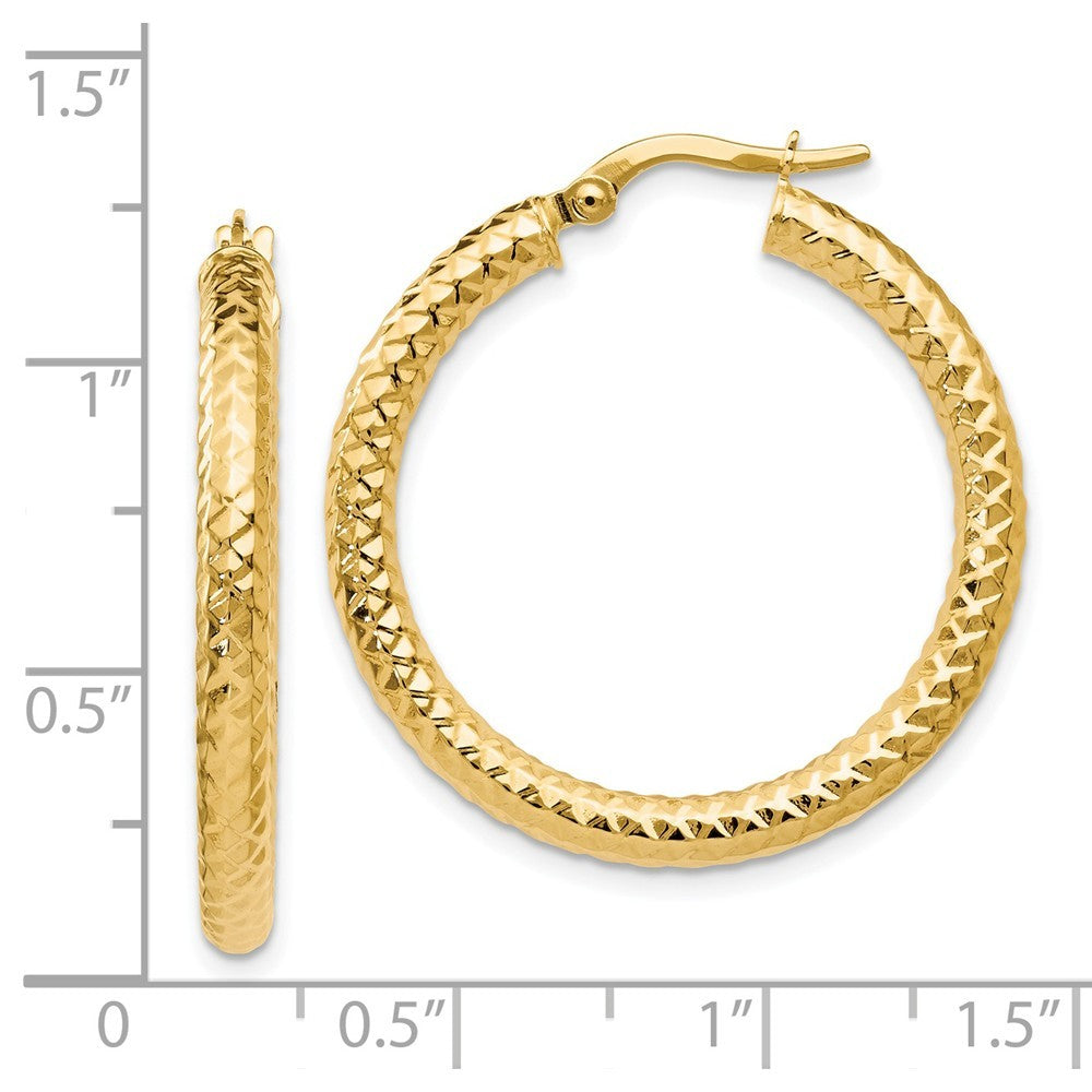 Leslie's 14K Yellow Gold ForeverLite Polished and Textured Hoop Earrings