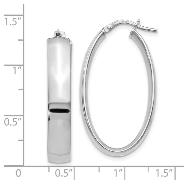 Leslie's 14K White Gold Polished Oval Hoop Earrings 32mm length