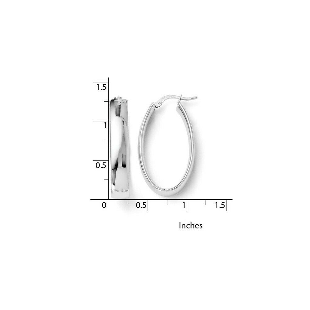 Leslie's 14K White Gold Polished Oval Hoop Earrings 32mm length