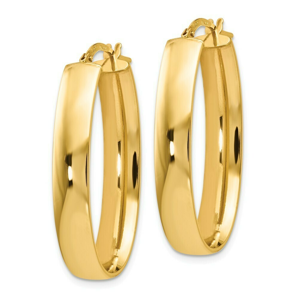 Leslie's 14K Yellow Gold Polished Oval Hoop Earrings 32mm length