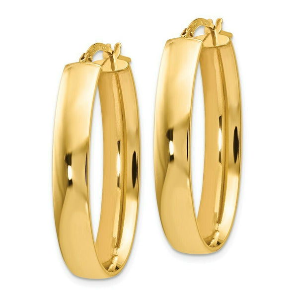 Leslie's 14K Yellow Gold Polished Oval Hoop Earrings 32mm length