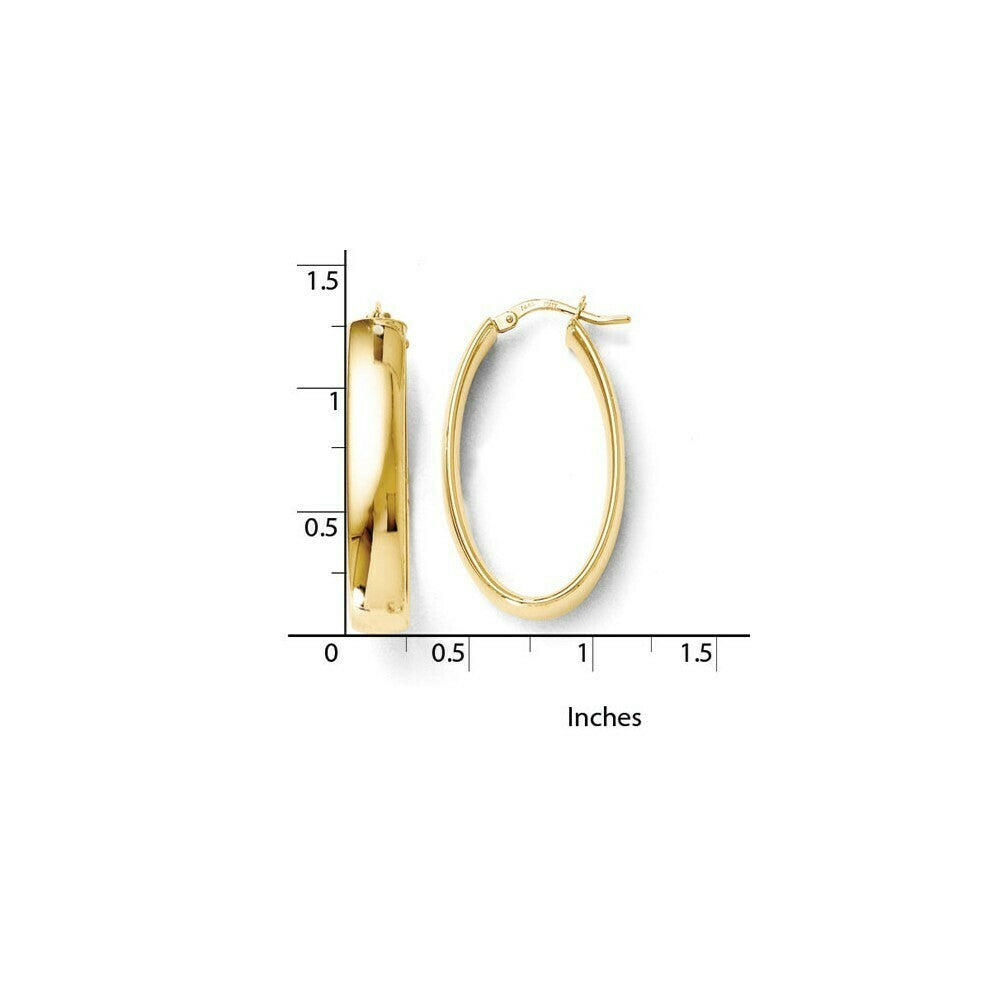 Leslie's 14K Yellow Gold Polished Oval Hoop Earrings 32mm length