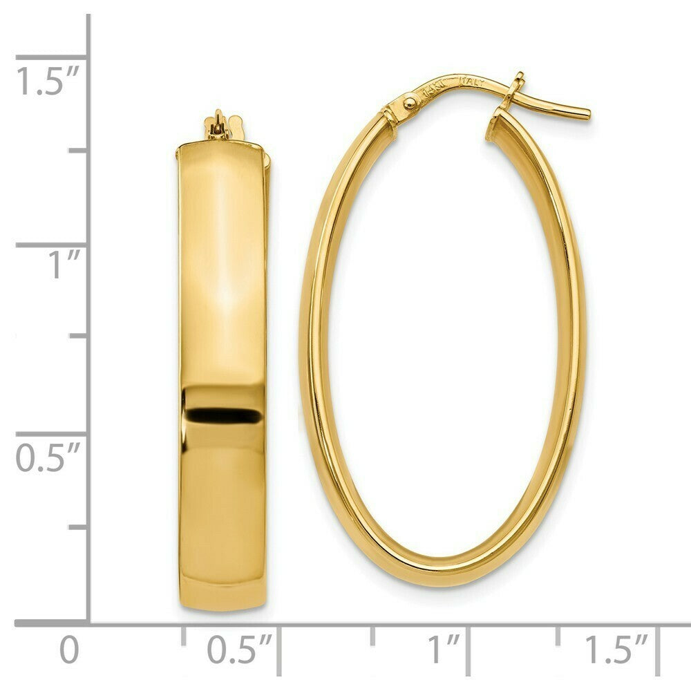 Leslie's 14K Yellow Gold Polished Oval Hoop Earrings 32mm length