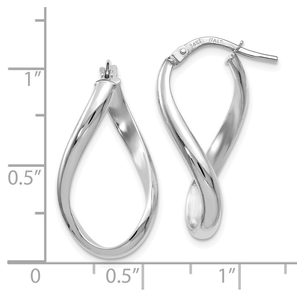 Leslie's 14K White Gold Polished Oval Twisted Hoop Earrings 24mm length