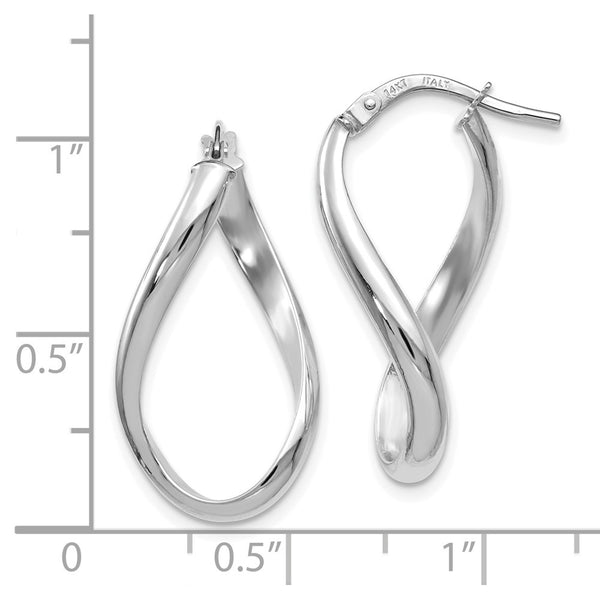 Leslie's 14K White Gold Polished Oval Twisted Hoop Earrings 24mm length