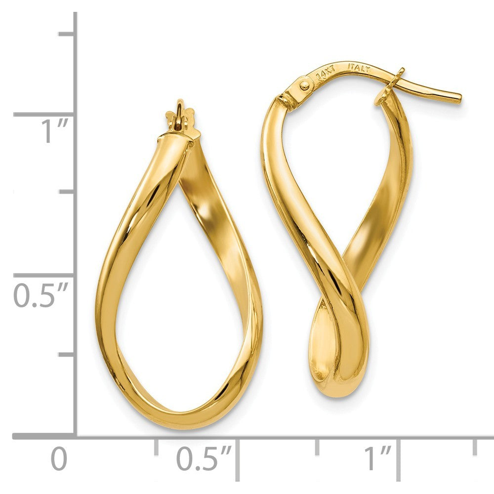 Leslie's 14K Yellow Gold Polished Oval Twisted Hoop Earrings 24mm length
