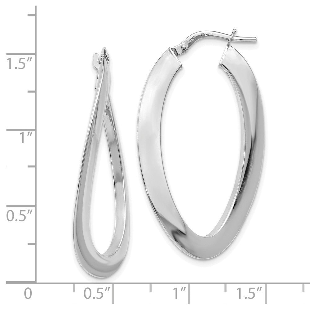 Leslie's 14K White Gold Polished Twisted Oval Hoop Earrings 38mm length