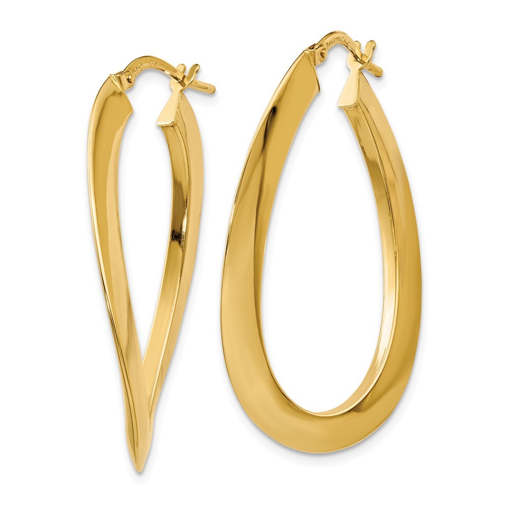 Leslie's 14K Yellow Gold Polished Twisted Oval Hoop Earrings 38mm length