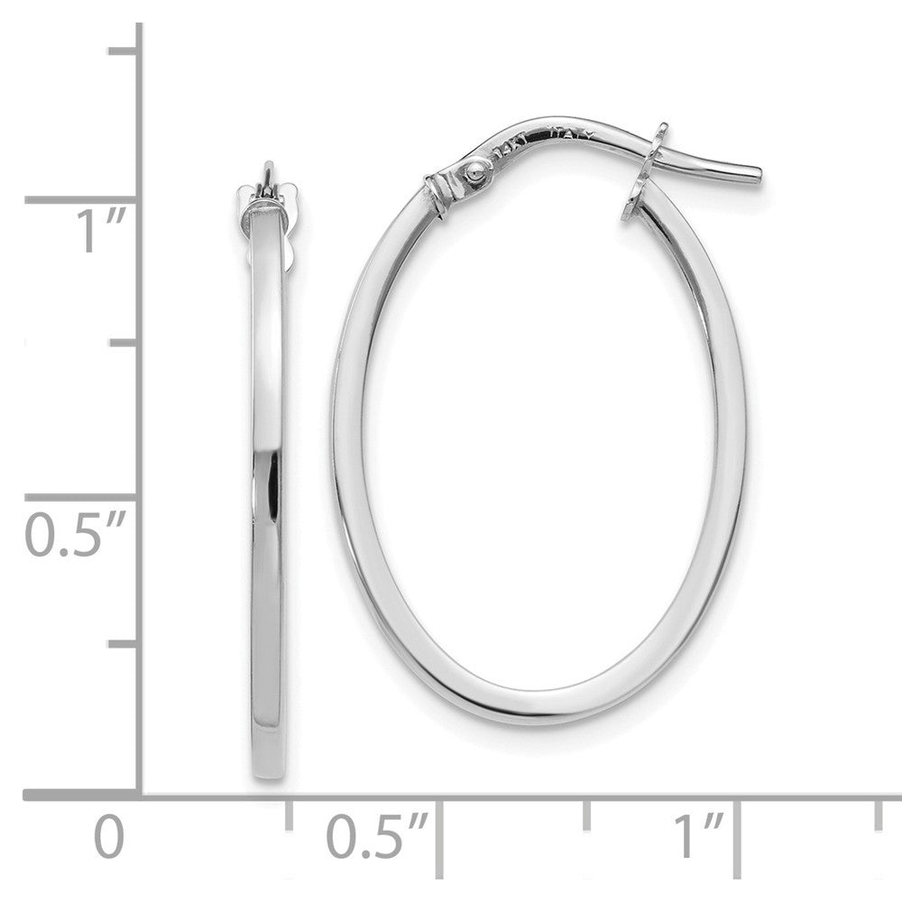 Leslies 14K White Gold Polished Oval Hoop Earrings 27mm length