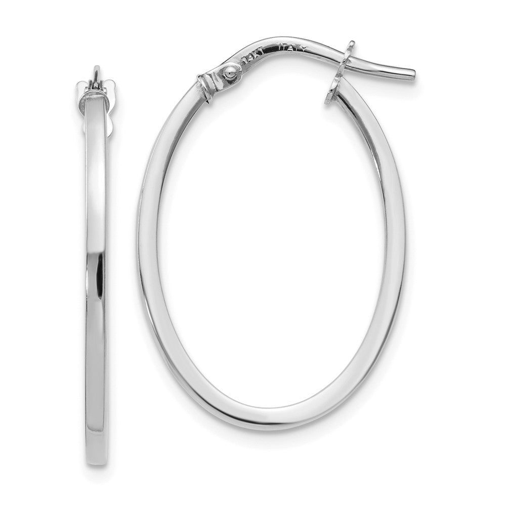 Leslies 14K White Gold Polished Oval Hoop Earrings 27mm length