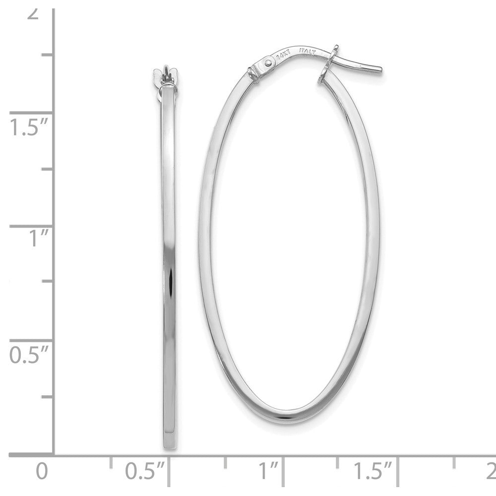 Leslies 14K White Gold Polished Oval Hoop Earrings 40mm length