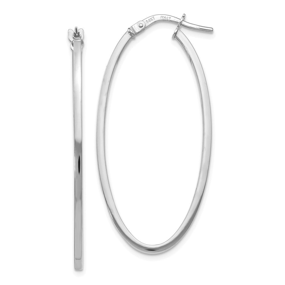 Leslies 14K White Gold Polished Oval Hoop Earrings 40mm length