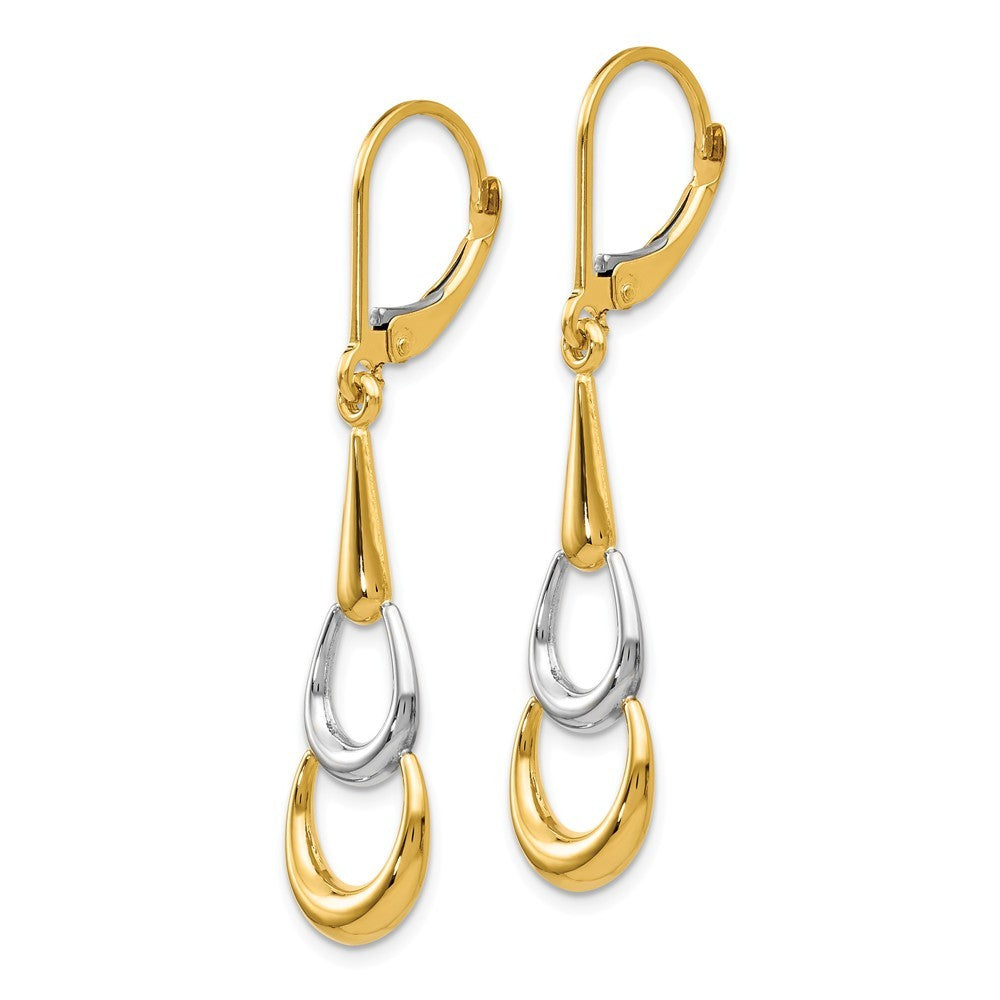 Leslies 14K Two-tone Gold Polished Dangle Leverback Earrings 41mm length