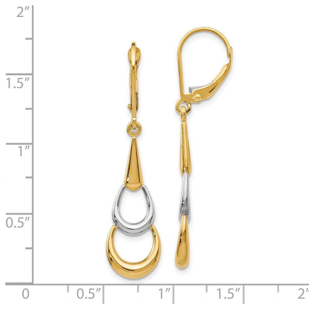 Leslies 14K Two-tone Gold Polished Dangle Leverback Earrings 41mm length