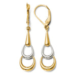 Load image into Gallery viewer, Leslies 14K Two-tone Gold Polished Dangle Leverback Earrings 41mm length
