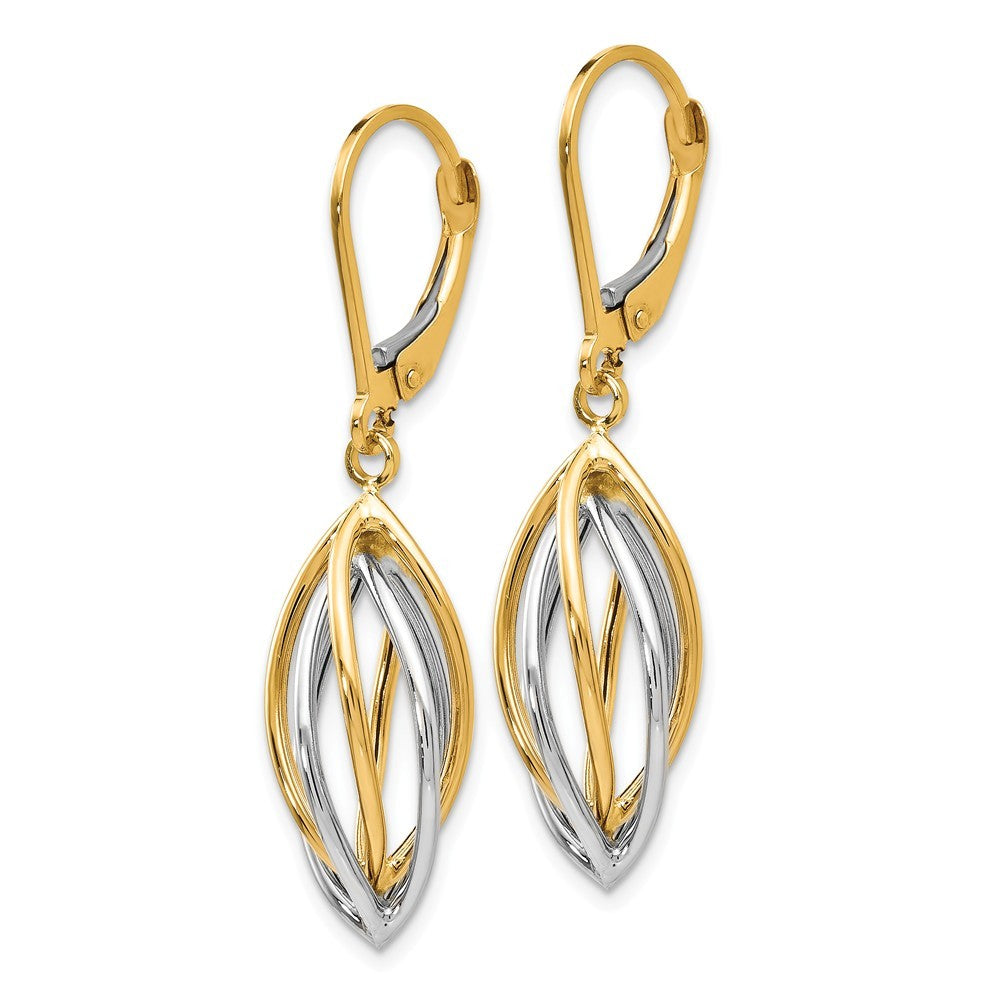 Leslie's 14K Two-tone Gold Polished Leverback Earrings