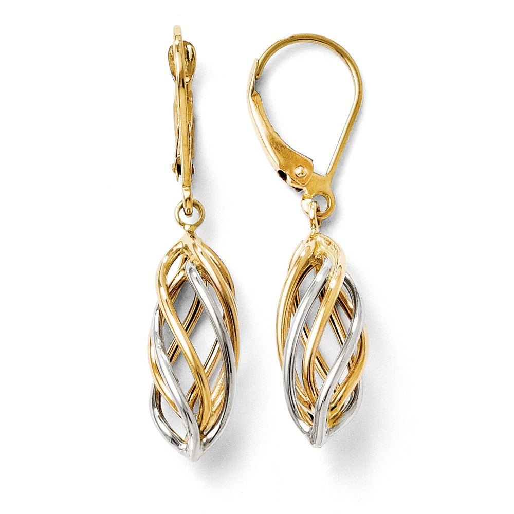 Leslie's 14K Two-tone Gold Polished Leverback Earrings