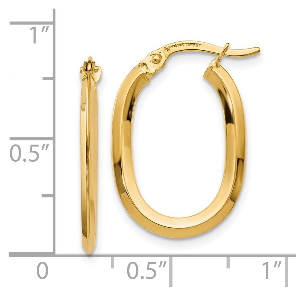 Leslie's 14K Yellow Gold Polished Oval Hinged Hoop Earrings 22mm length