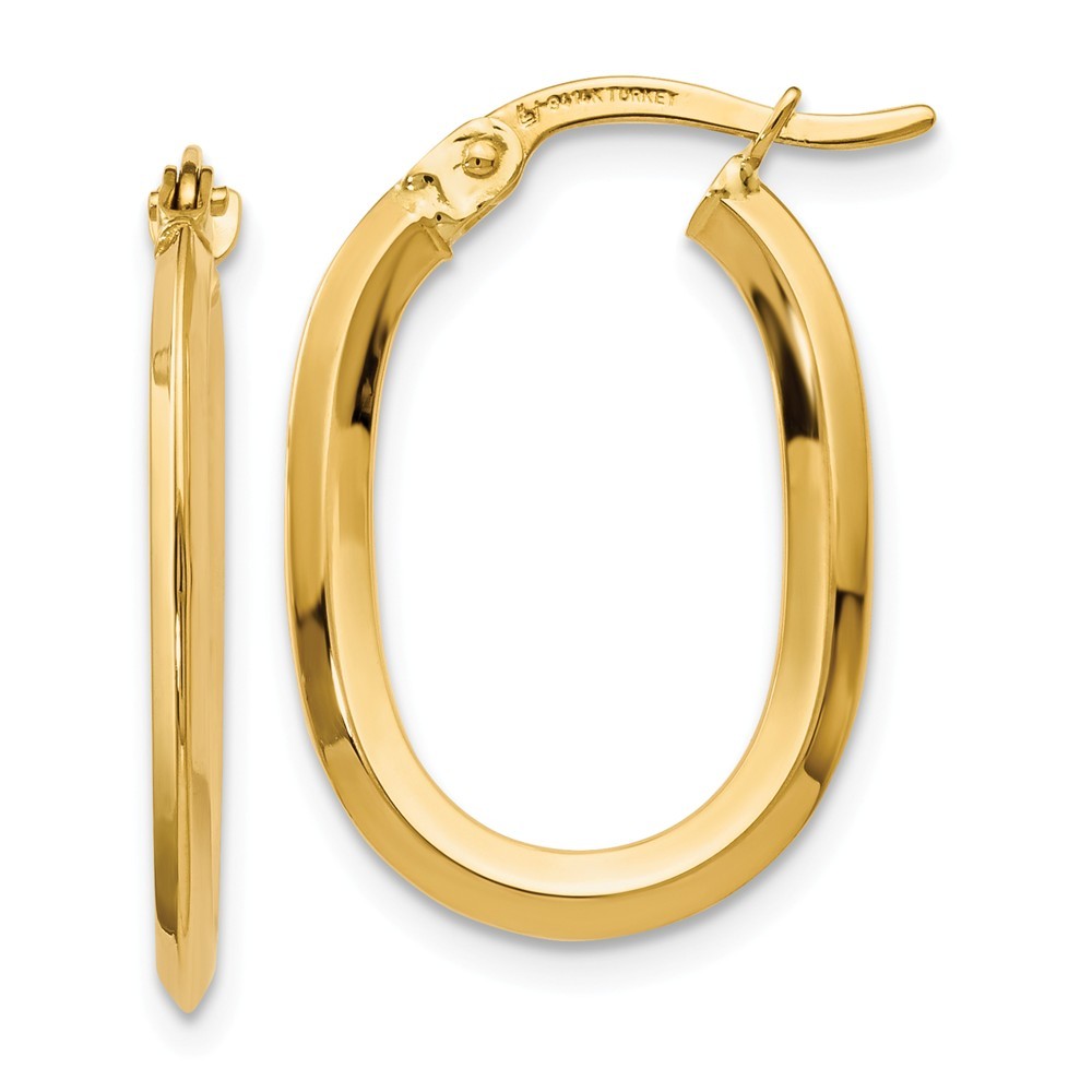 Leslie's 14K Yellow Gold Polished Oval Hinged Hoop Earrings 22mm length