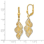 Load image into Gallery viewer, Leslie's 14K Yellow Gold w/White Rhodium Textured and Diamond-cut Leverback Earrings
