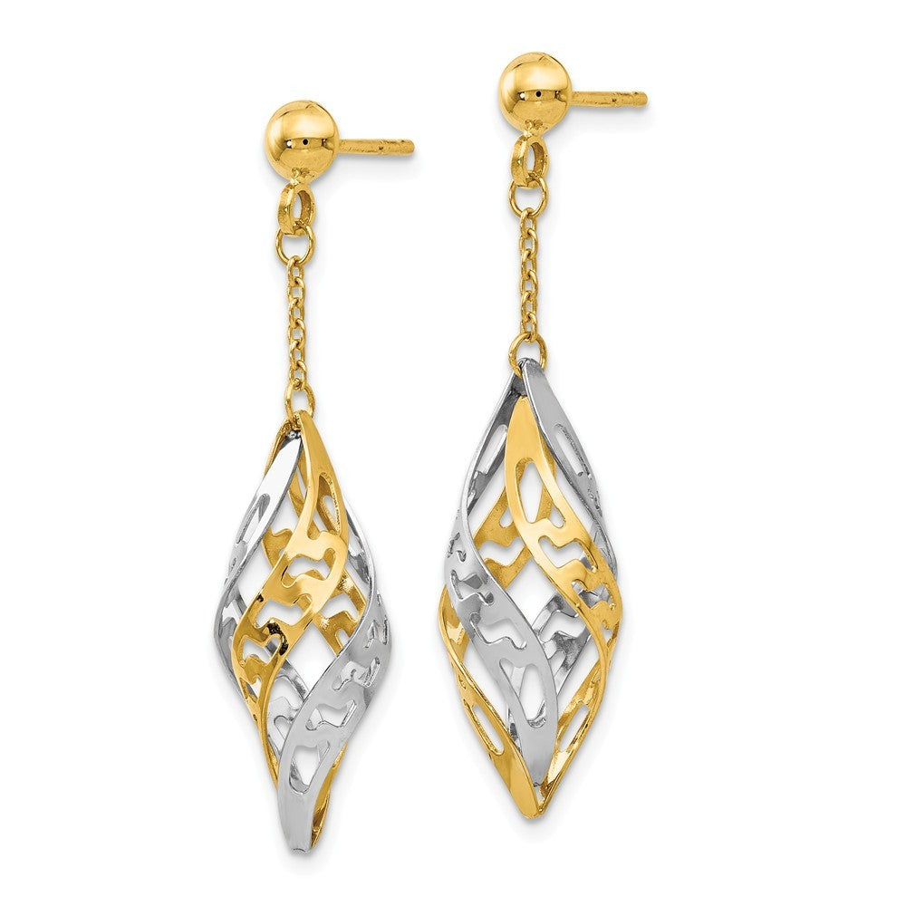 Leslie's 14K Two-tone Gold Polished Post Dangle Earrings
