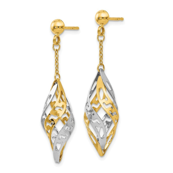 Leslie's 14K Two-tone Gold Polished Post Dangle Earrings