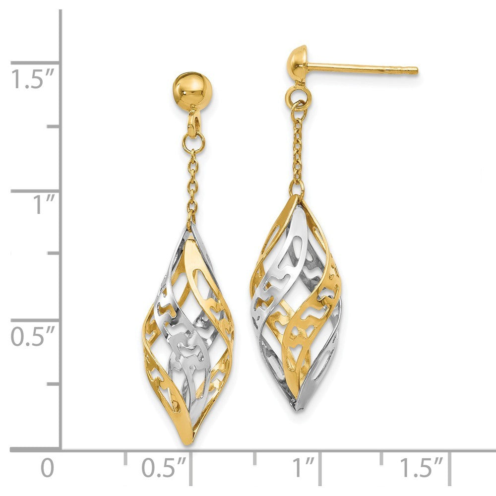 Leslie's 14K Two-tone Gold Polished Post Dangle Earrings