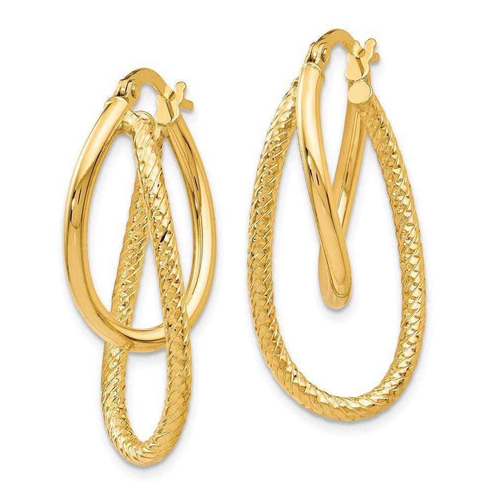 Leslie's 14K Yellow Gold Polished and Textured Hinged Hoop Earrings 28mm length