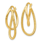 Load image into Gallery viewer, Leslie's 14K Yellow Gold Polished and Textured Hinged Hoop Earrings 28mm length
