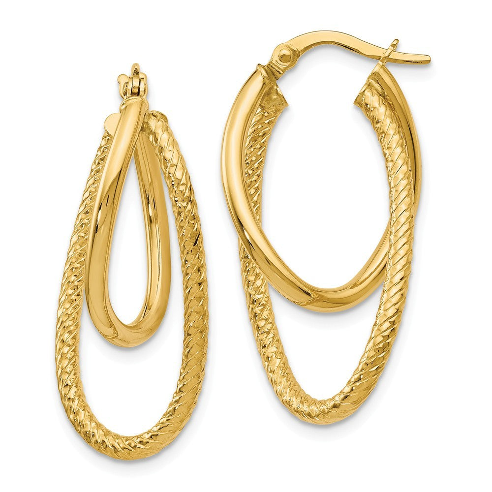 Leslie's 14K Yellow Gold Polished and Textured Hinged Hoop Earrings 28mm length