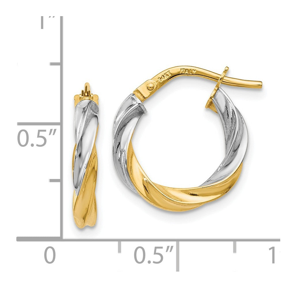 Leslies 14K Yellow Gold w/ White Rhodium Plating Polished Hoop Earrings  16mm width