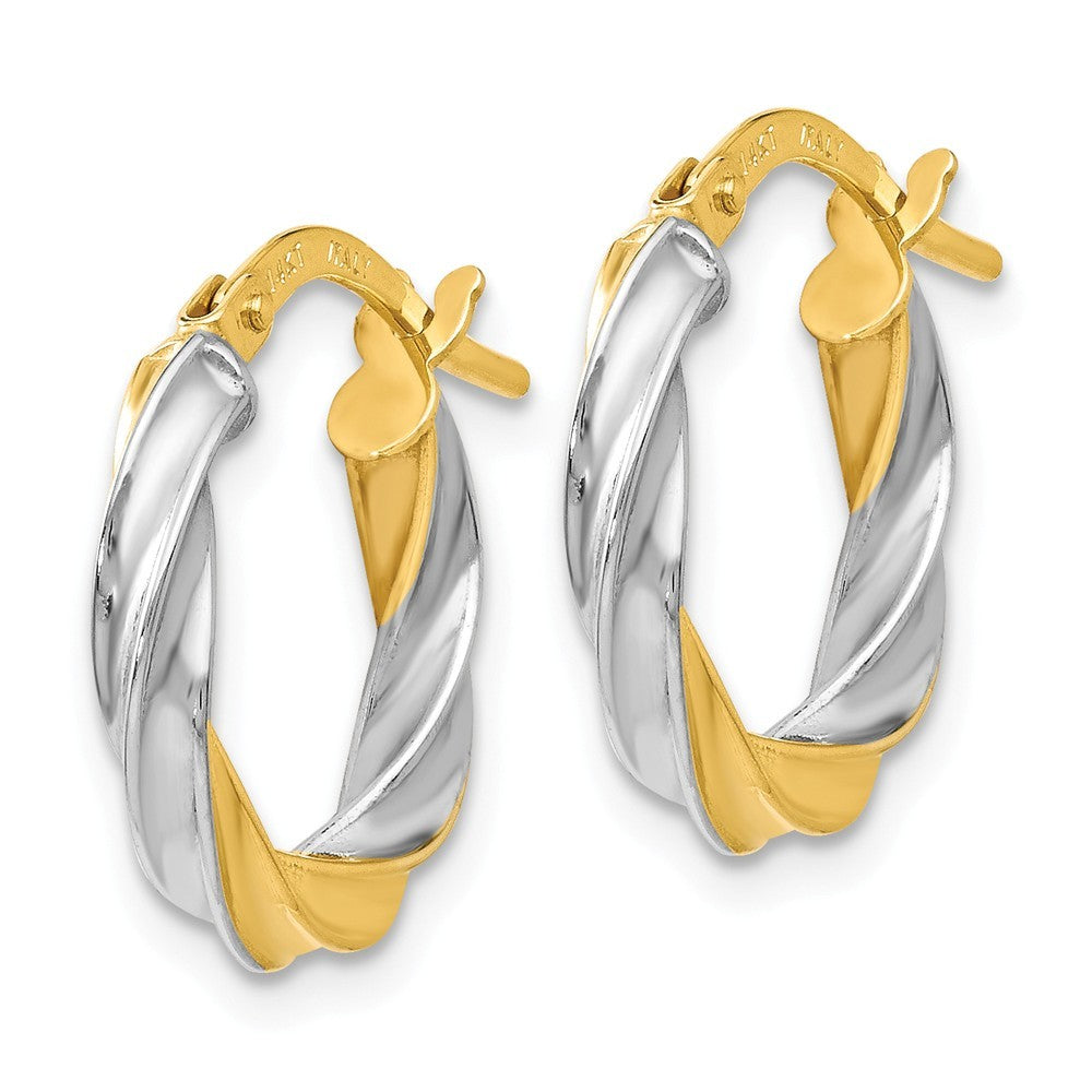 Leslies 14K Yellow Gold w/ White Rhodium Plating Polished Hoop Earrings  16mm width