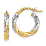 Load image into Gallery viewer, Leslies 14K Yellow Gold w/ White Rhodium Plating Polished Hoop Earrings  16mm width
