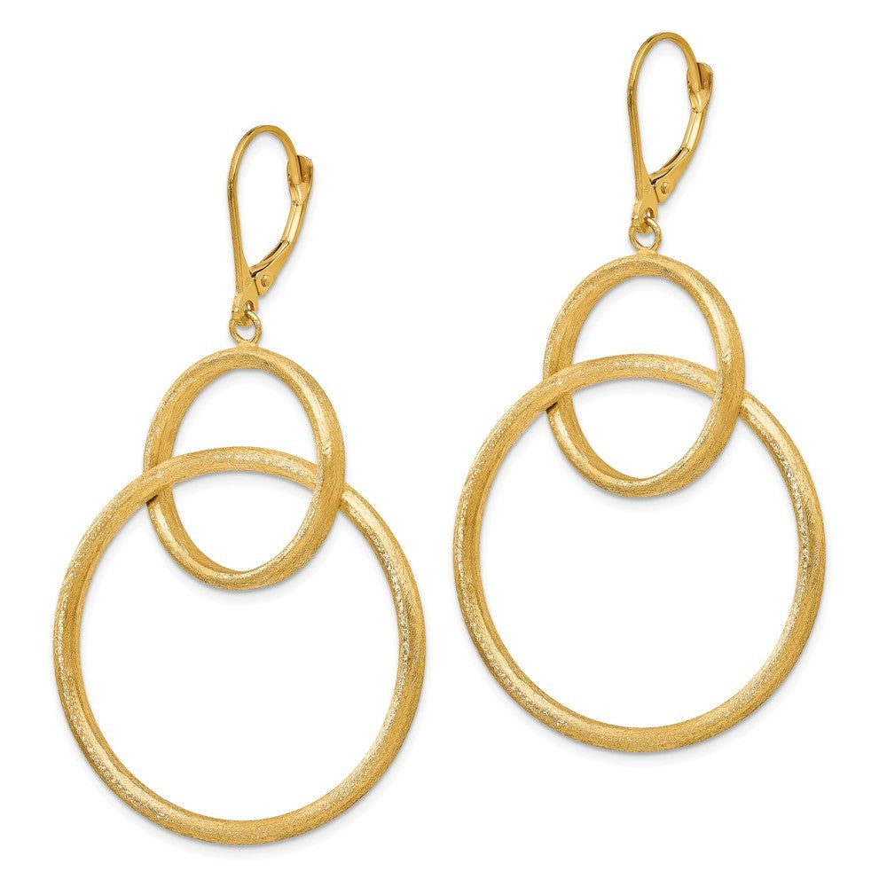 Leslies 14K Yellow Gold Scratch Finish Round Dangle Leverback Earrings