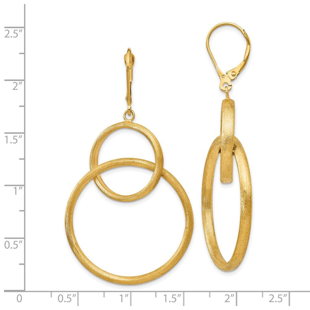 Leslies 14K Yellow Gold Scratch Finish Round Dangle Leverback Earrings