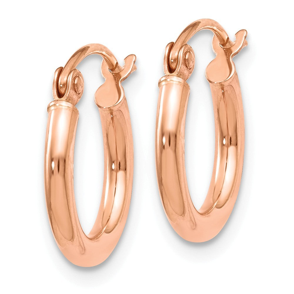 Leslies 14K Rose Gold 2mm Polished Hoop Earrings 13mm length