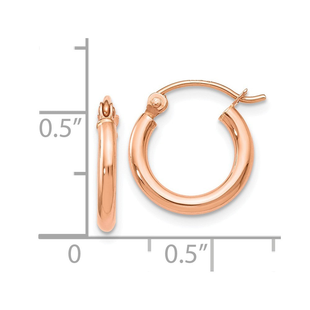 Leslies 14K Rose Gold 2mm Polished Hoop Earrings 13mm length