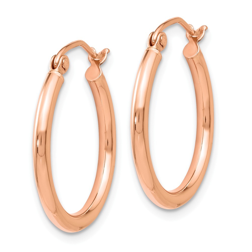 Leslies 14K Rose Gold 2mm Polished Hoop Earrings 20mm length