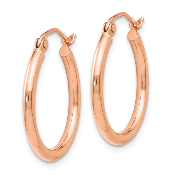 Leslies 14K Rose Gold 2mm Polished Hoop Earrings 20mm length