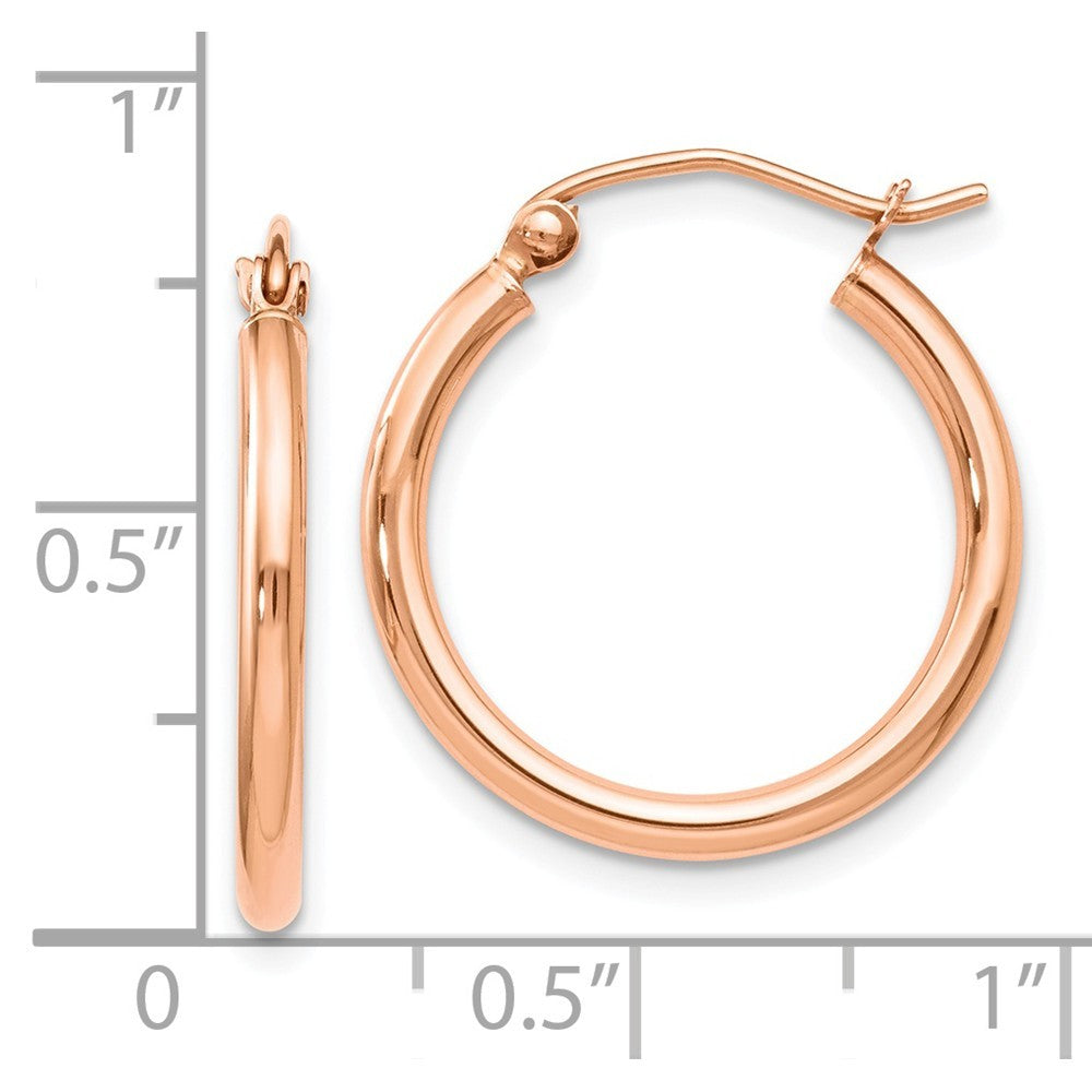 Leslies 14K Rose Gold 2mm Polished Hoop Earrings 20mm length