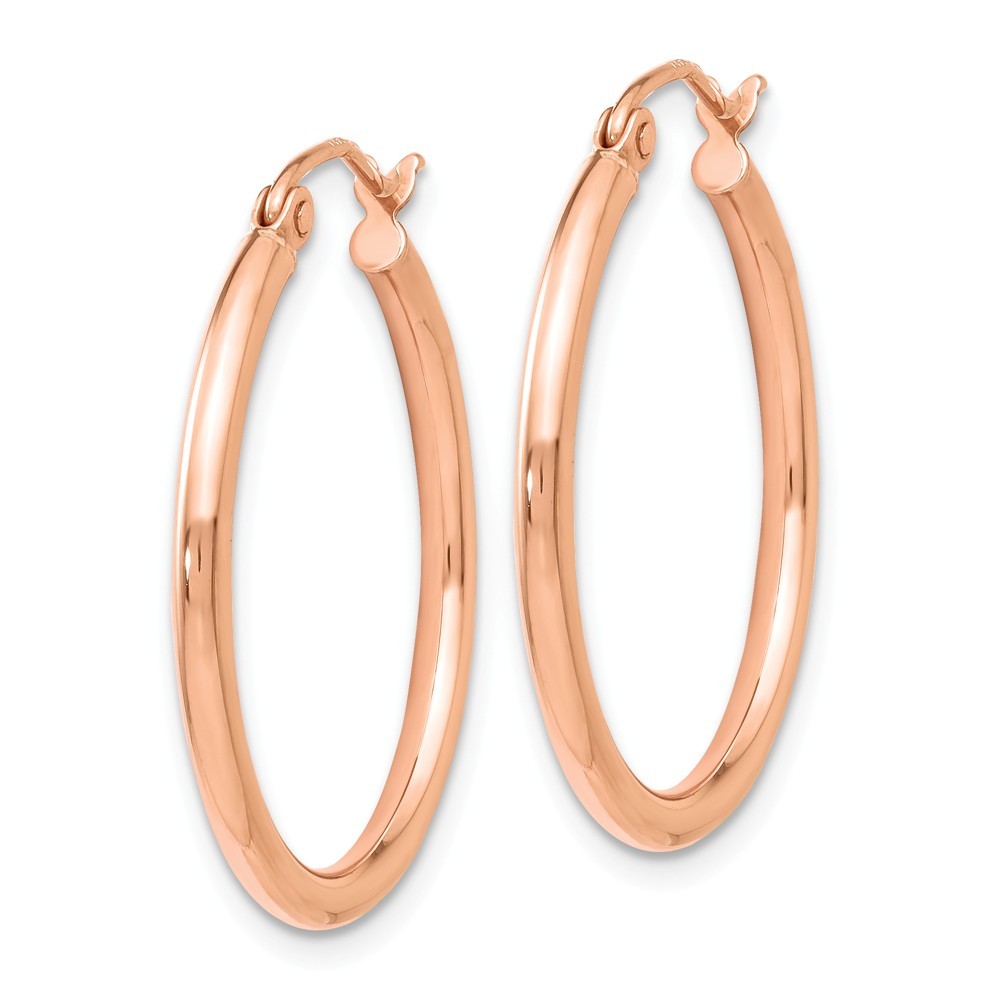 Leslies 14K Rose Gold 2mm Polished Hoop Earrings 26mm length