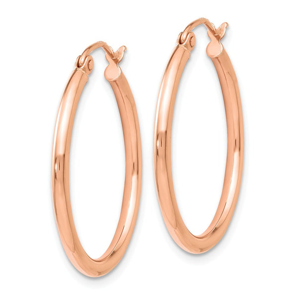 Leslies 14K Rose Gold 2mm Polished Hoop Earrings 26mm length