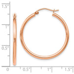Load image into Gallery viewer, Leslies 14K Rose Gold 2mm Polished Hoop Earrings 30mm length

