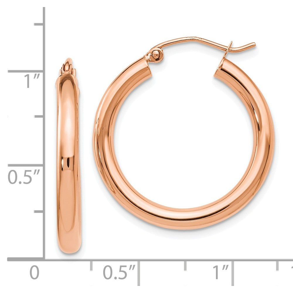 Leslies 14K Rose Gold 3mm Polished Hoop Earrings 27mm length