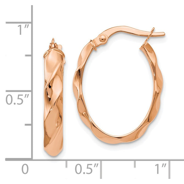 Leslie's 14K Rose Gold Polished and Twisted Oval Hoop Earrings  17mm width